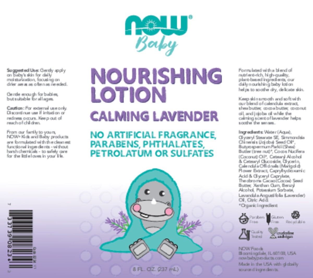 slide 7 of 7, NOW Nourishing Baby Lotion, Calming Lavender - 8 fl. oz., 8 fl oz