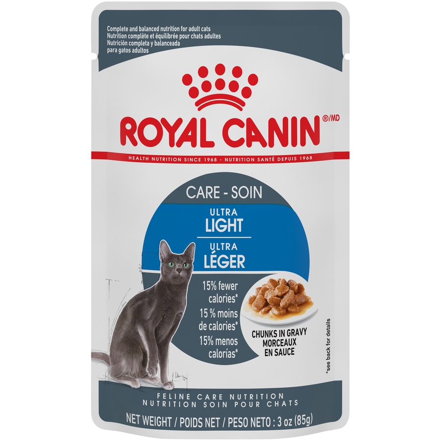 slide 1 of 7, Royal Canin Care Ultra Light Chunks in Gravy Feline Care Nutrition, 3 oz