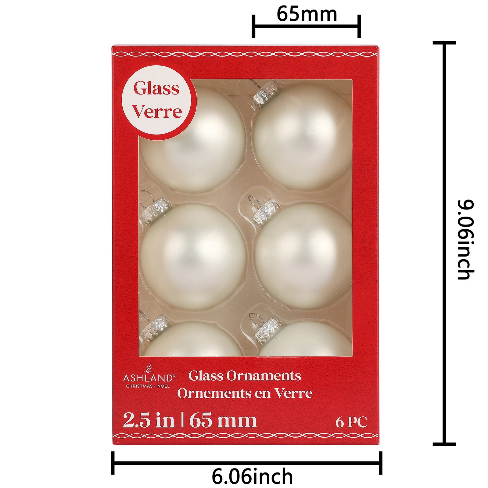 slide 2 of 3, 6 Pack 2.5" Satin Glass Ball Ornaments By Ashland, 6 ct