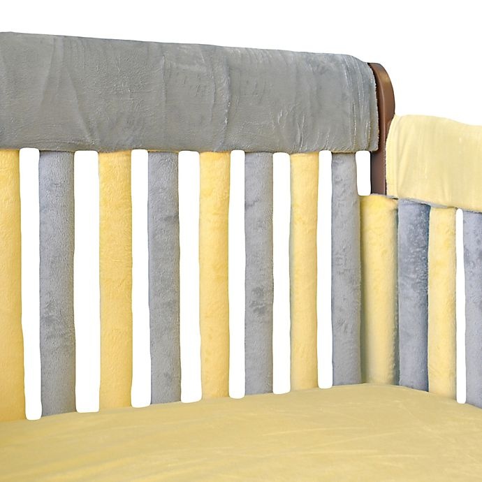 slide 2 of 9, Go Mama Go Designs Teething Guard for Crib - Yellow/Grey, 52 in x 12 in