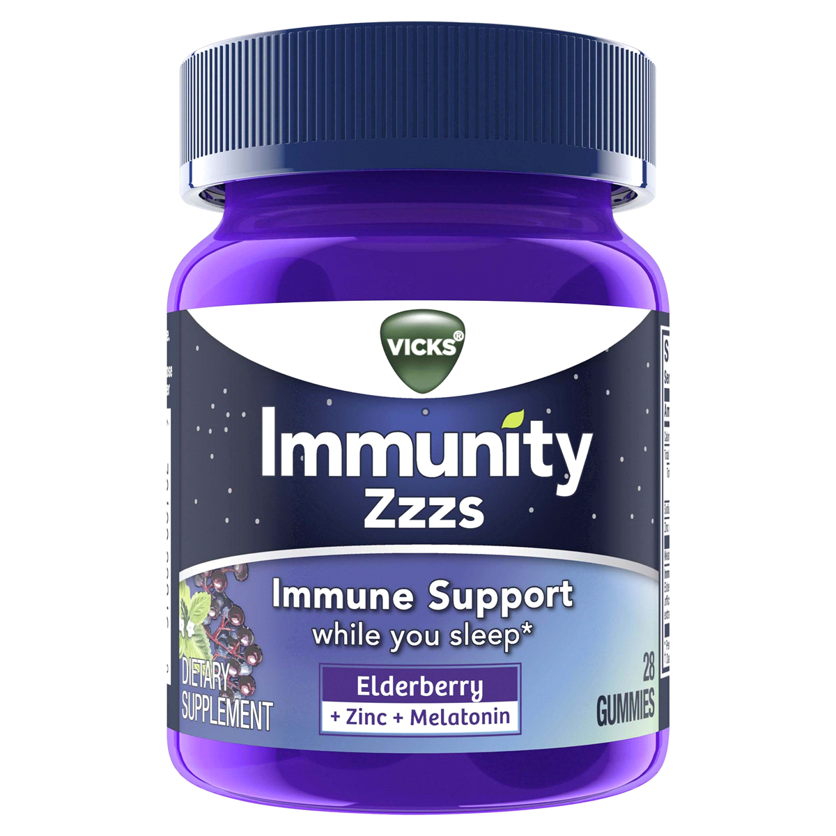 slide 1 of 1, Vicks Gummies Elderberry Immunity Zzzs 28 ea, 28 ct