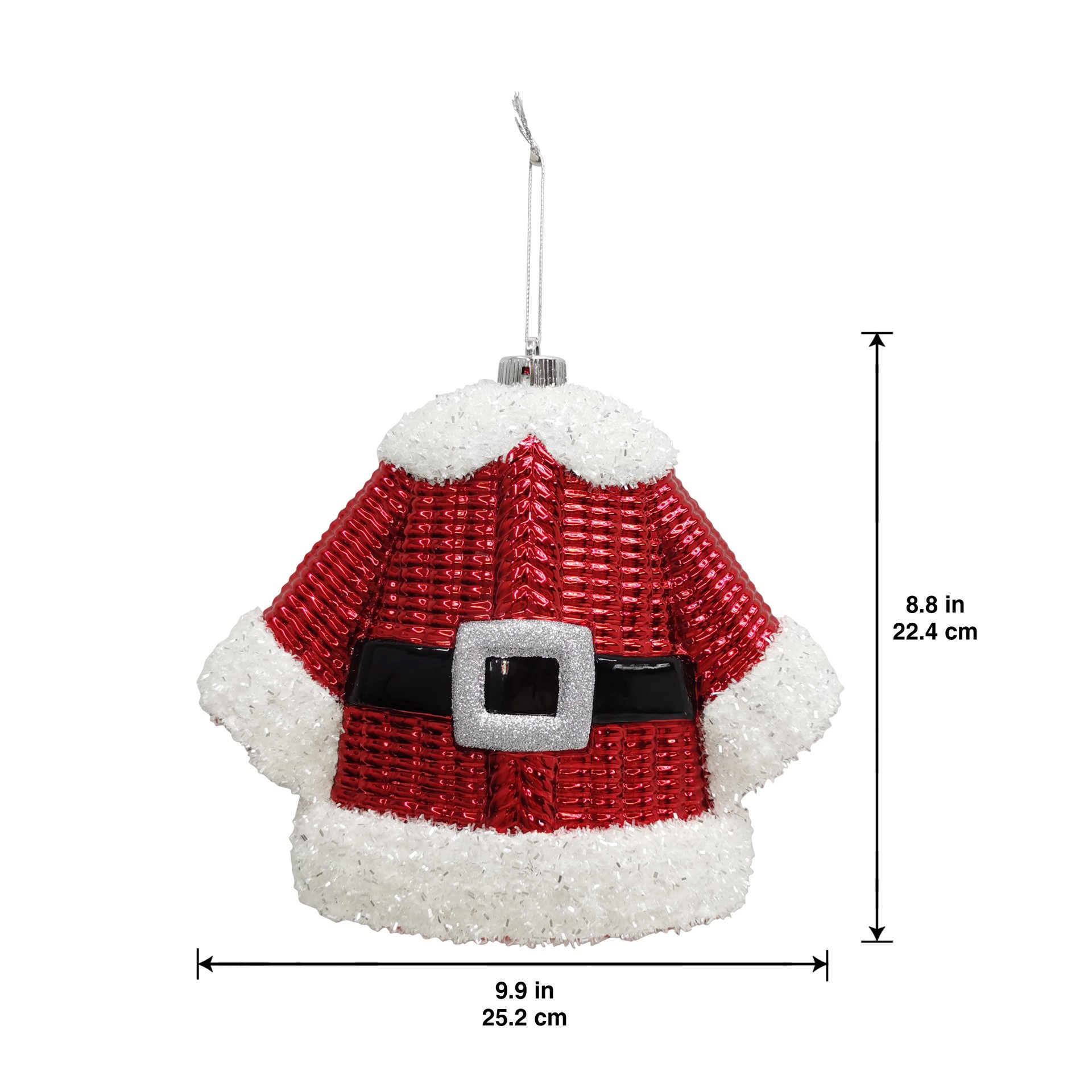 slide 3 of 3, 10" Jumbo Santa Suit Shatterproof Ornament By Ashland, 10 in