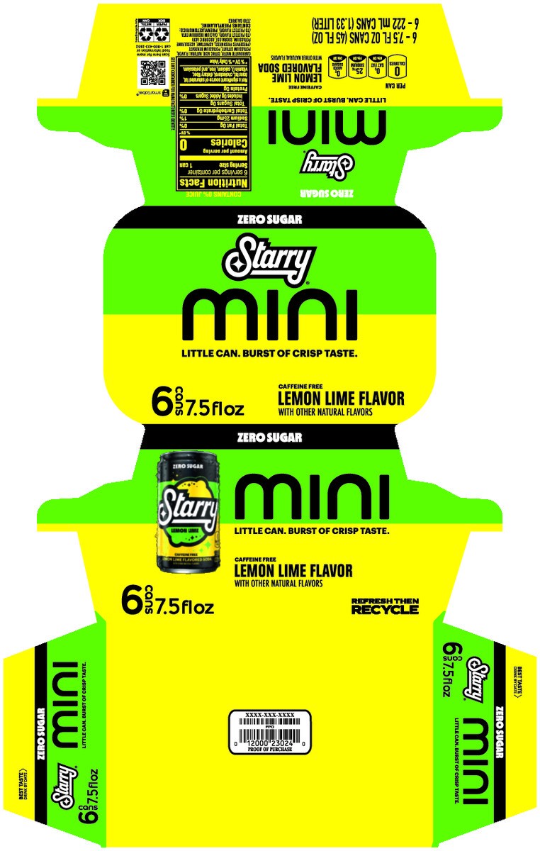 slide 6 of 11, Starry Zero Sugar Soda Lemon Lime , Paperboard - 6 ct, 6 ct