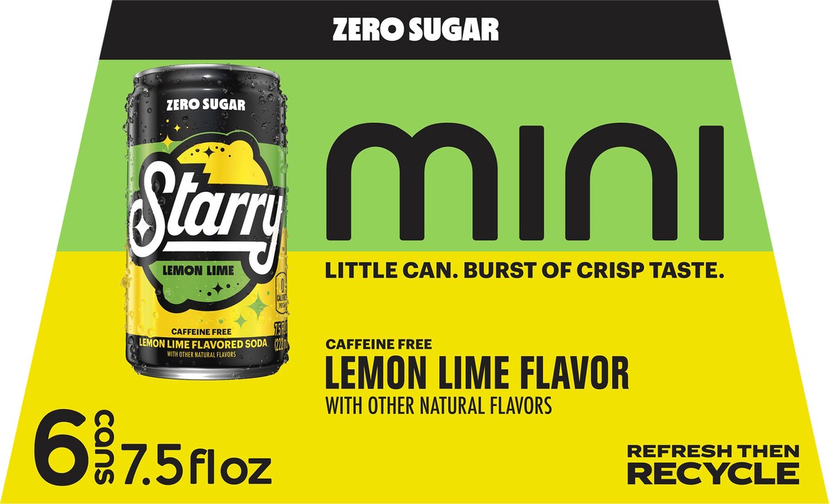 slide 5 of 11, Starry Zero Sugar Soda Lemon Lime , Paperboard - 6 ct, 6 ct