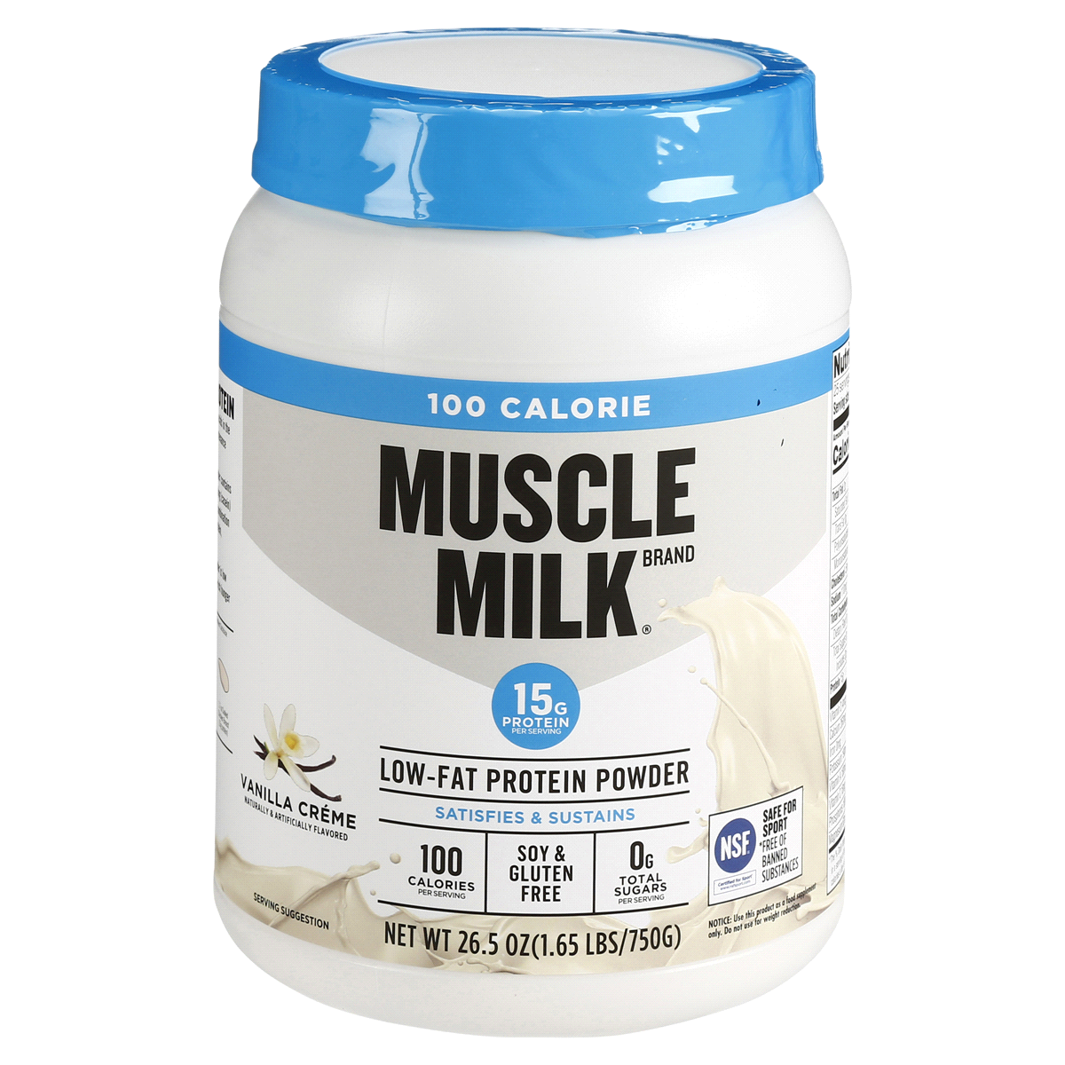 Muscle Milk Zero Sugar Protein Powder Vanilla Creme Artificially