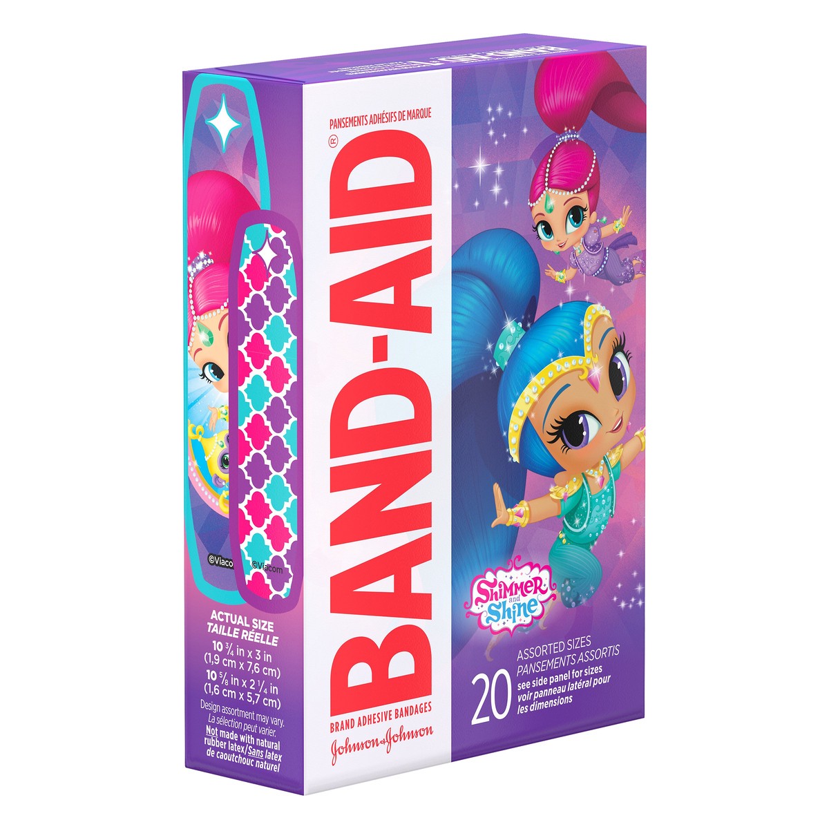 slide 2 of 7, BAND-AID Adhesive Bandages for Minor Cuts and Scrapes, Featuring Nickelodeon Shimmer and Shine Characters for Kids, Assorted Sizes 20 ct, 20 ct