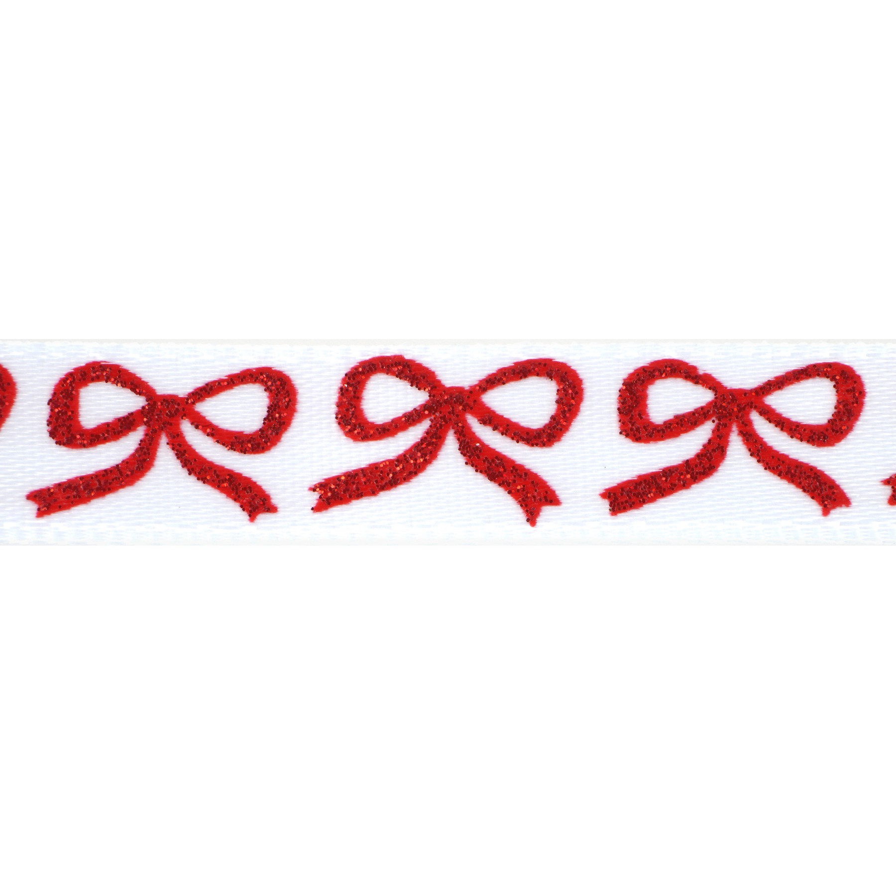 slide 2 of 3, 3/8" X 12ft. Red Bow On White Ribbon By Celebrate It Christmas, 3/8 in x 12 ft