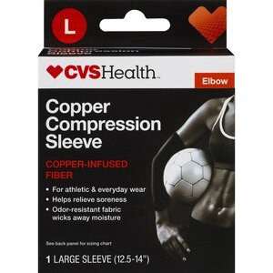 slide 1 of 1, CVS Health Elbow Copper Compression Sleeve, Large, 1 ct