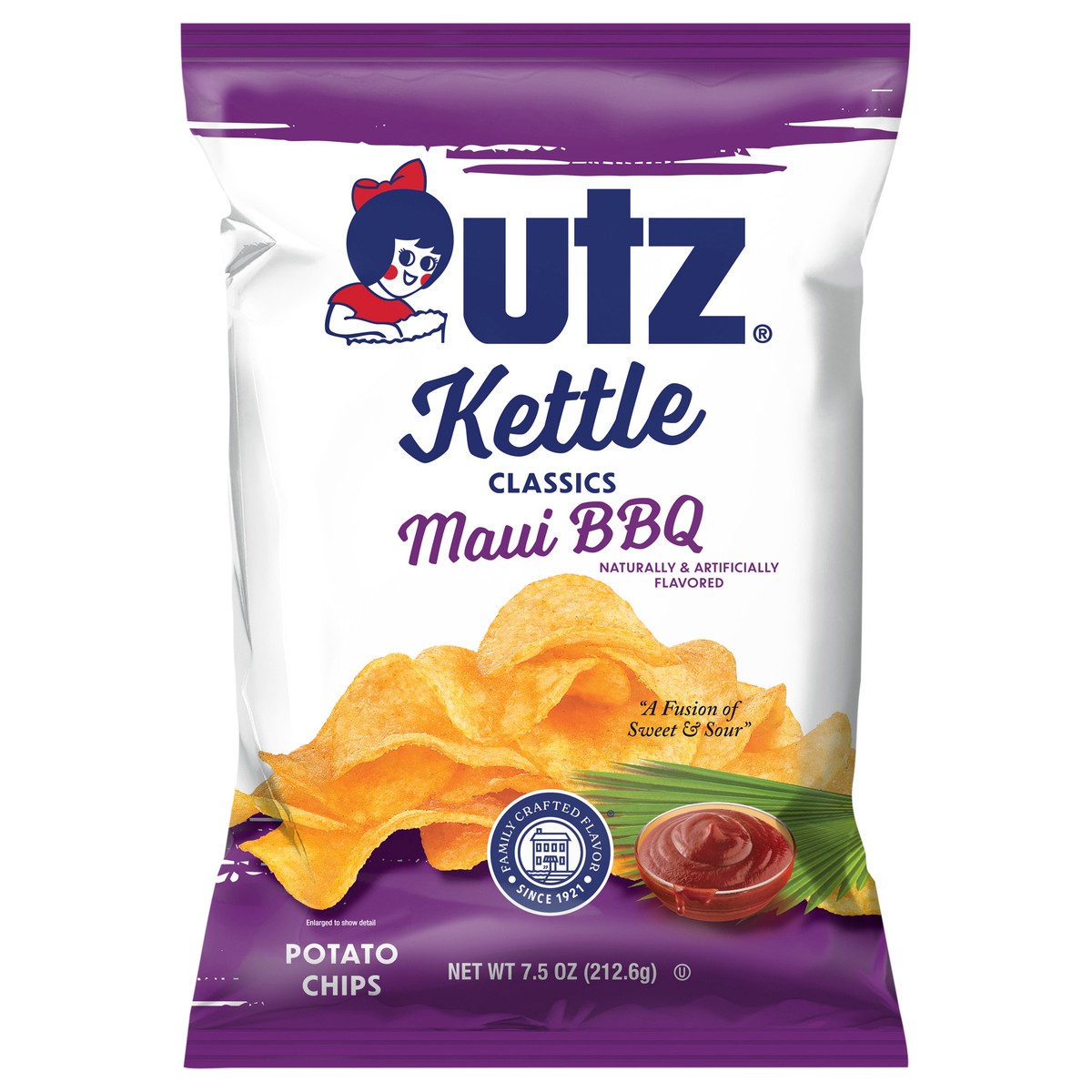 slide 1 of 7, Utz 7.5 oz Utz Kettle Classics Maui BBQ Potato Chips, 7.5 oz