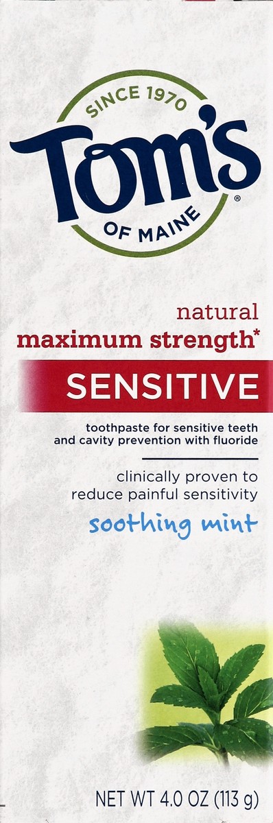 slide 4 of 5, Tom's of Maine Maximum Strength Sensitive Teeth Fluoride Toothpaste - Soothing Mint, 4 oz