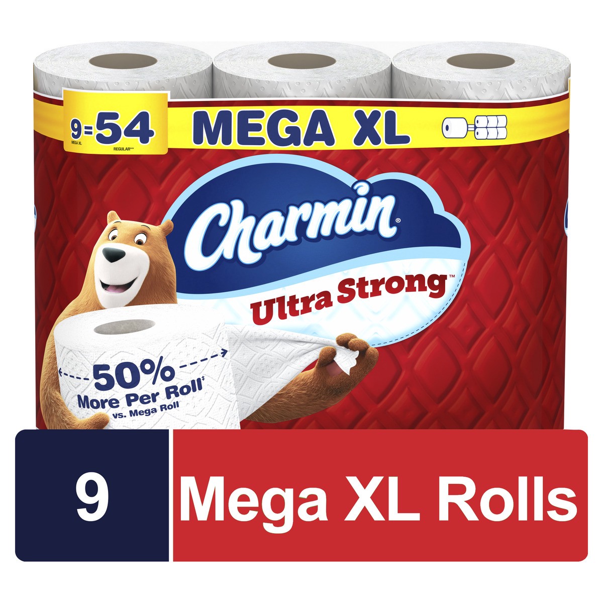 slide 1 of 10, Charmin Toilet Paper Ultra Strong, 9 Mega XL Rolls, 2-ply Bath Tissue, 330 sht