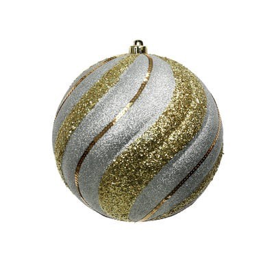 slide 1 of 2, 9.75" Silver & Gold Glitter Twist Shatterproof Ball Ornament By Ashland, 9.75 in