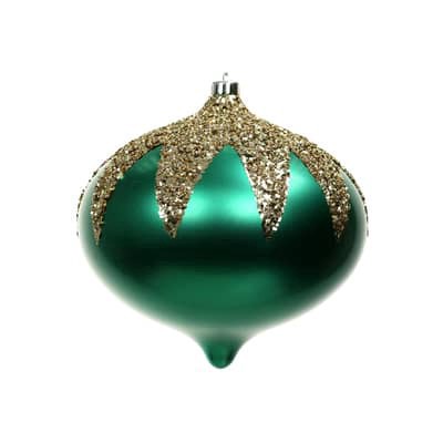 slide 1 of 2, 9.75" Green Satin & Gold Glitter Shatterproof Onion Ornament By Ashland, 9.75 in