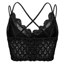 Dip Crochet Lace Bralette - Black