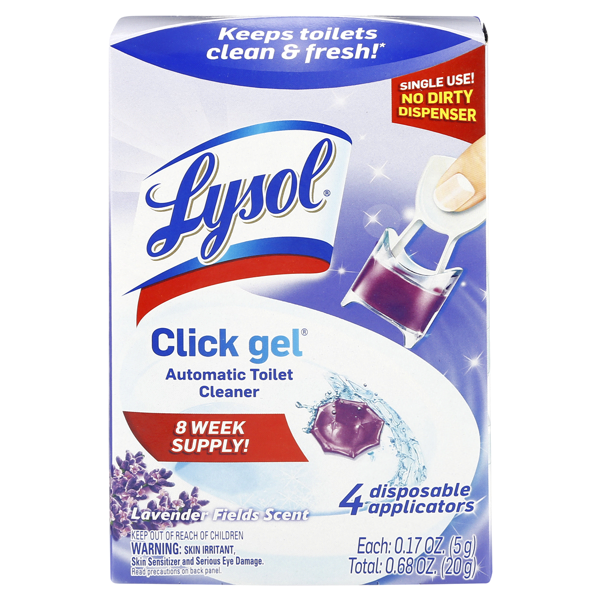 slide 1 of 1, Lysol Automatic Toilet Bowl Lavender Scent Cleaning Click Gel, 4 ct