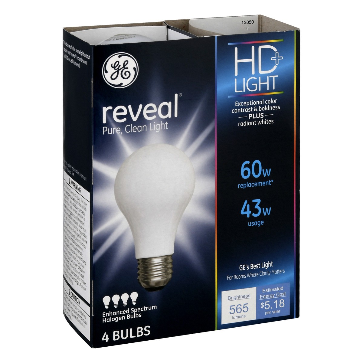 slide 2 of 9, Ge Reveal 43Watt 60Watt Enhanced Spectrum Halogen Light Bulbs, 4 ct