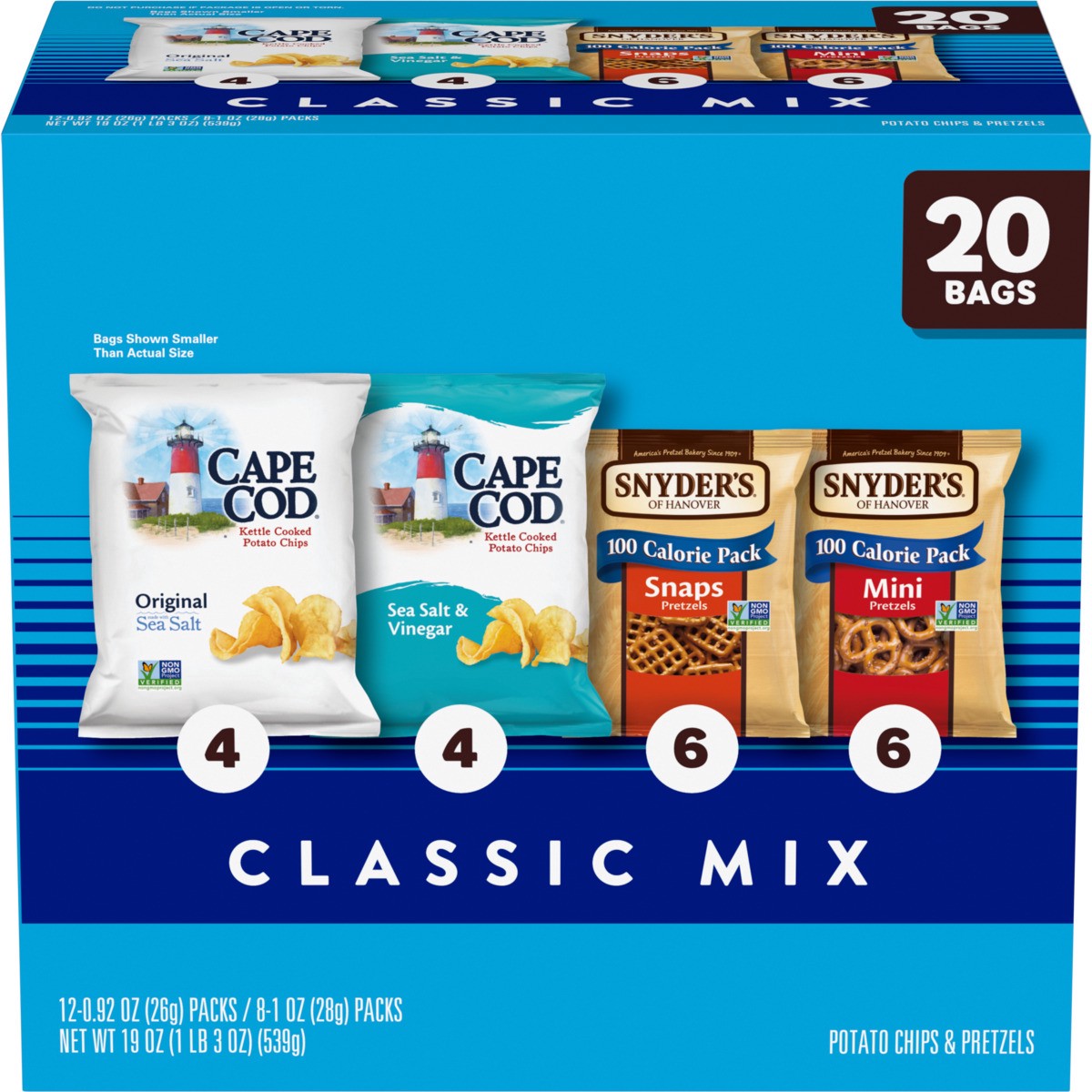 slide 1 of 6, Snyder's of Hanover Classic Mix Variety Pack, 19.000 oz