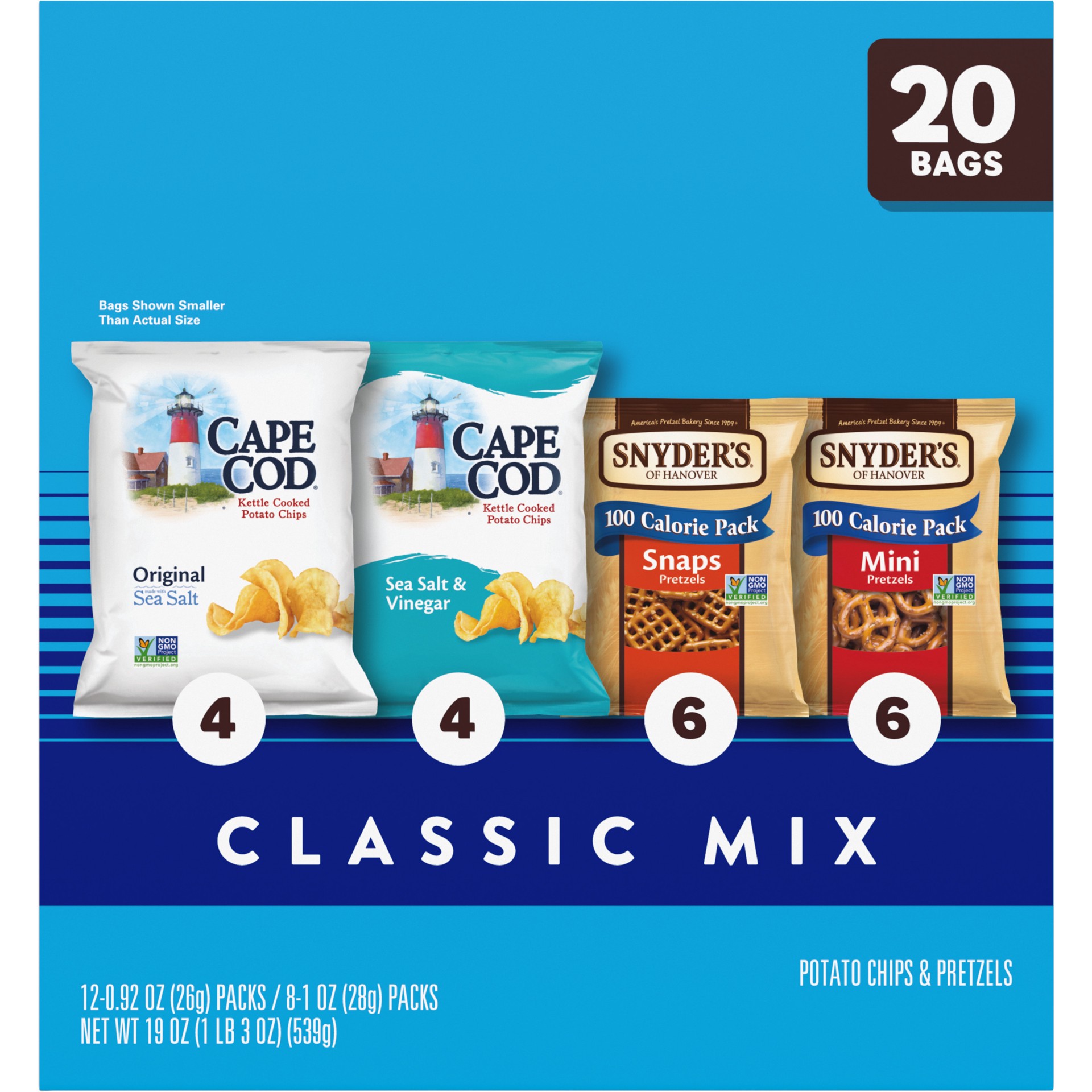 slide 3 of 6, Snyder's of Hanover Classic Mix Variety Pack, 19.000 oz