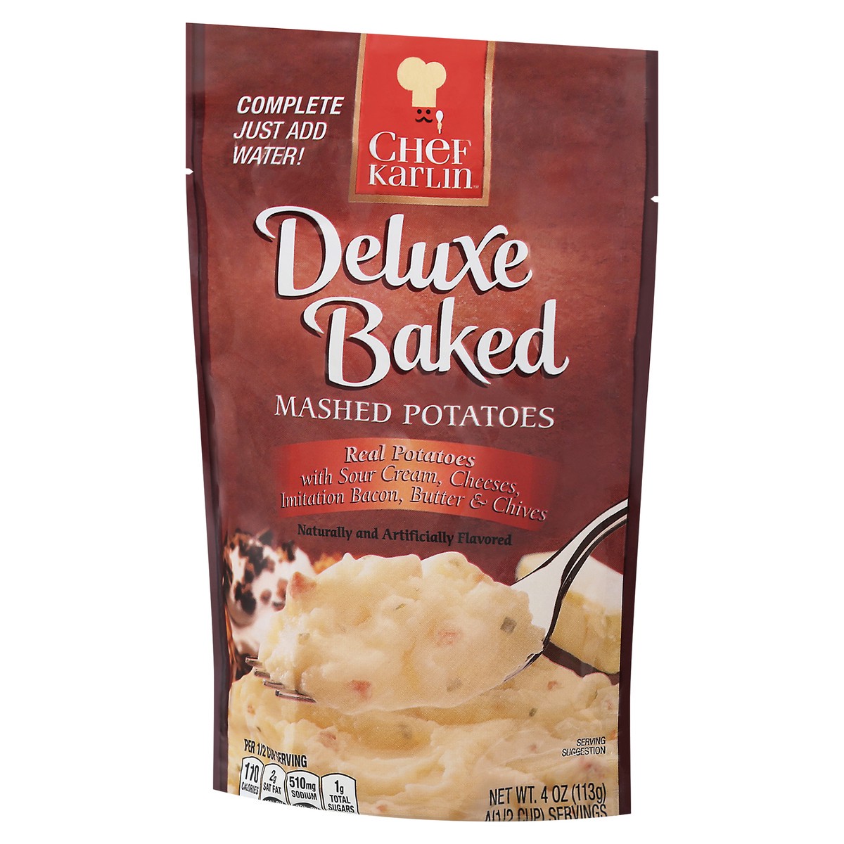 slide 9 of 13, Chef Karlin Deluxe Baked Mashed Potatoes 4 oz, 4 oz