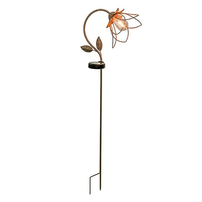 slide 1 of 3, Destination Summer Solar LED Flower Garden Stake with Vintage Lightbulb, 1 ct