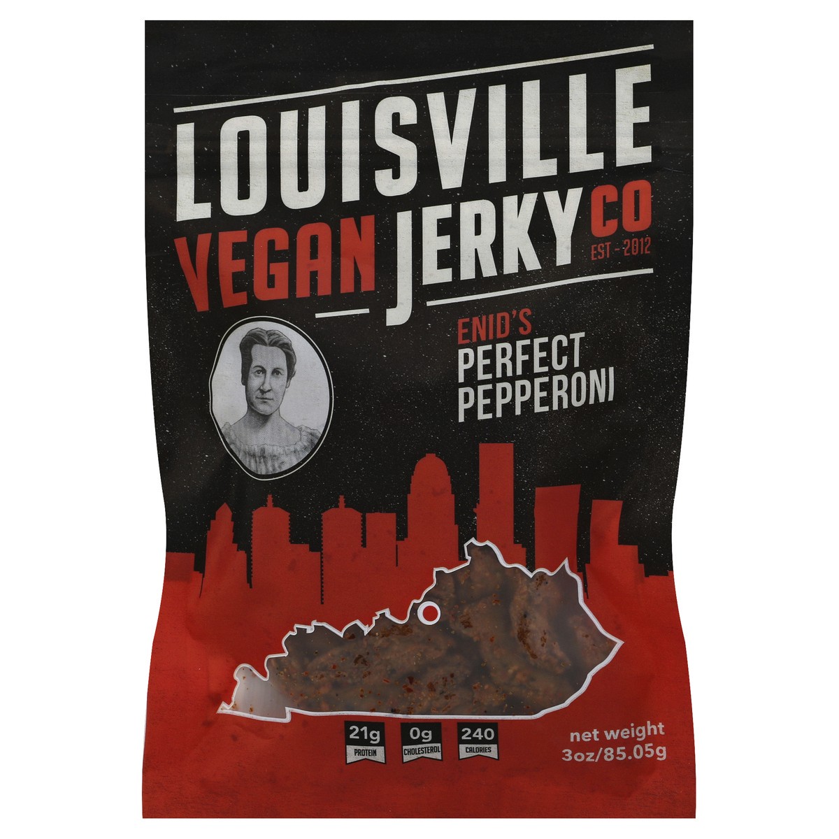 slide 2 of 6, Louisville Vegan Jerky Co. Perfect Pepperoni 3 oz, 3 oz