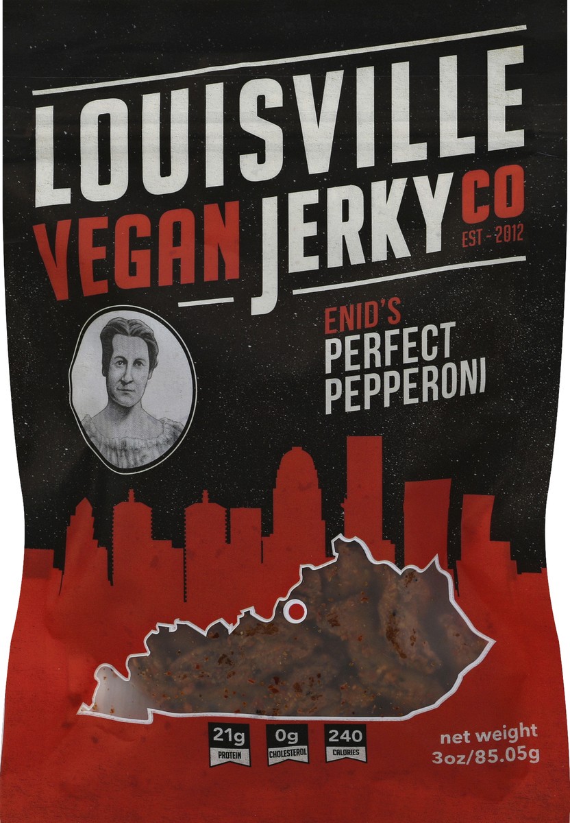 slide 1 of 6, Louisville Vegan Jerky Co. Perfect Pepperoni 3 oz, 3 oz