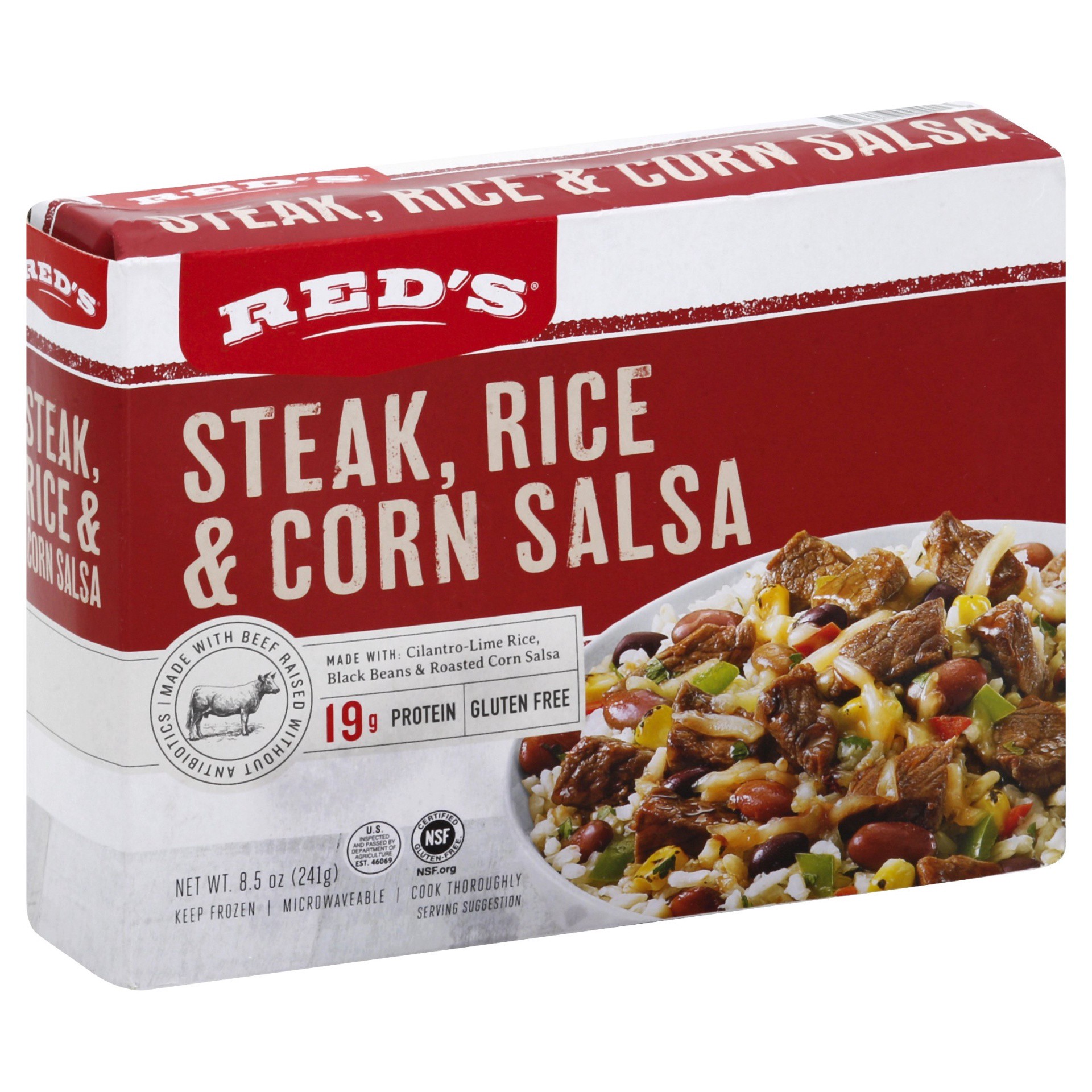 slide 1 of 4, Red's Steak, Rice & Corn Salsa, 8.5 oz