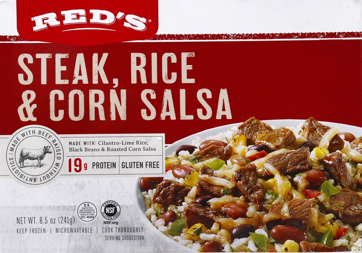 slide 4 of 4, Red's Steak, Rice & Corn Salsa, 8.5 oz