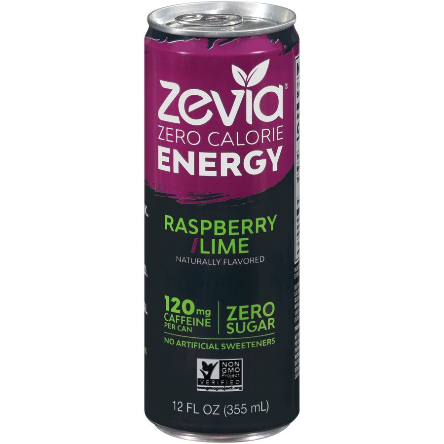 slide 1 of 6, Zevia Zero Sugar Raspberry Lime Energy Drink 12 fl oz, 12 fl oz
