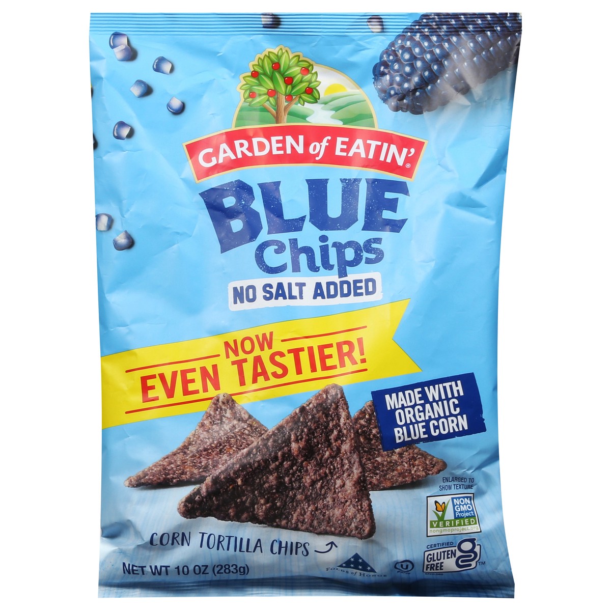 slide 9 of 13, Garden of Eatin' No Salt Added Blue Corn Tortilla Chips, 10 oz