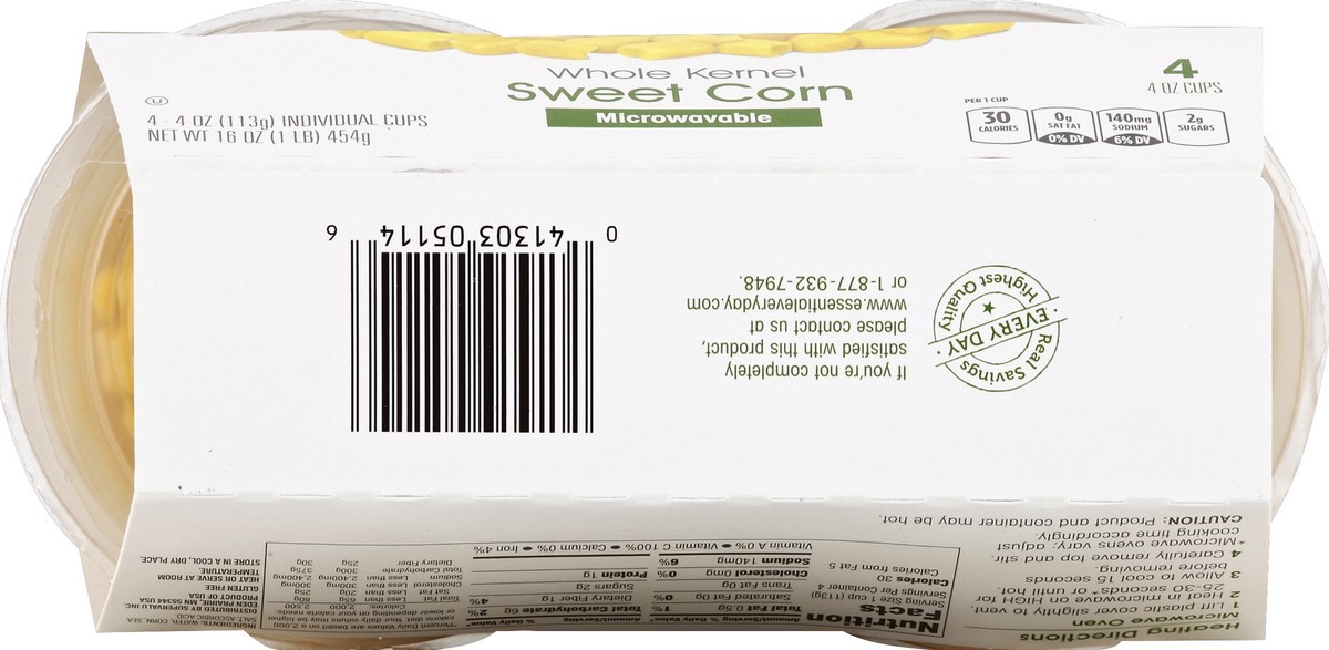 slide 3 of 6, Essential Everyday Corn, Sweet, Whole Kernel, Low Sodium, 4 ct