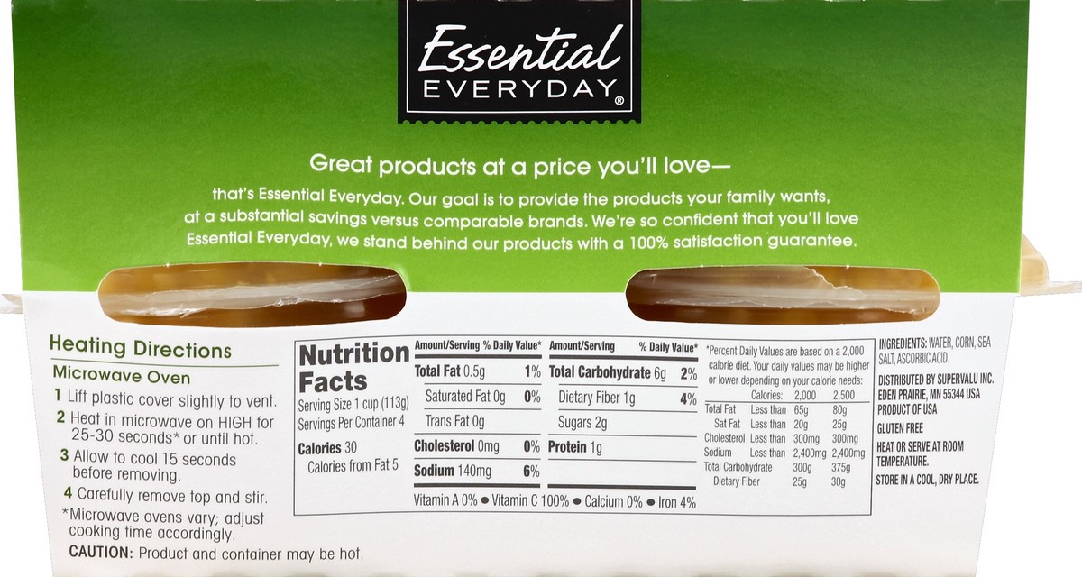 slide 2 of 6, Essential Everyday Corn, Sweet, Whole Kernel, Low Sodium, 4 ct