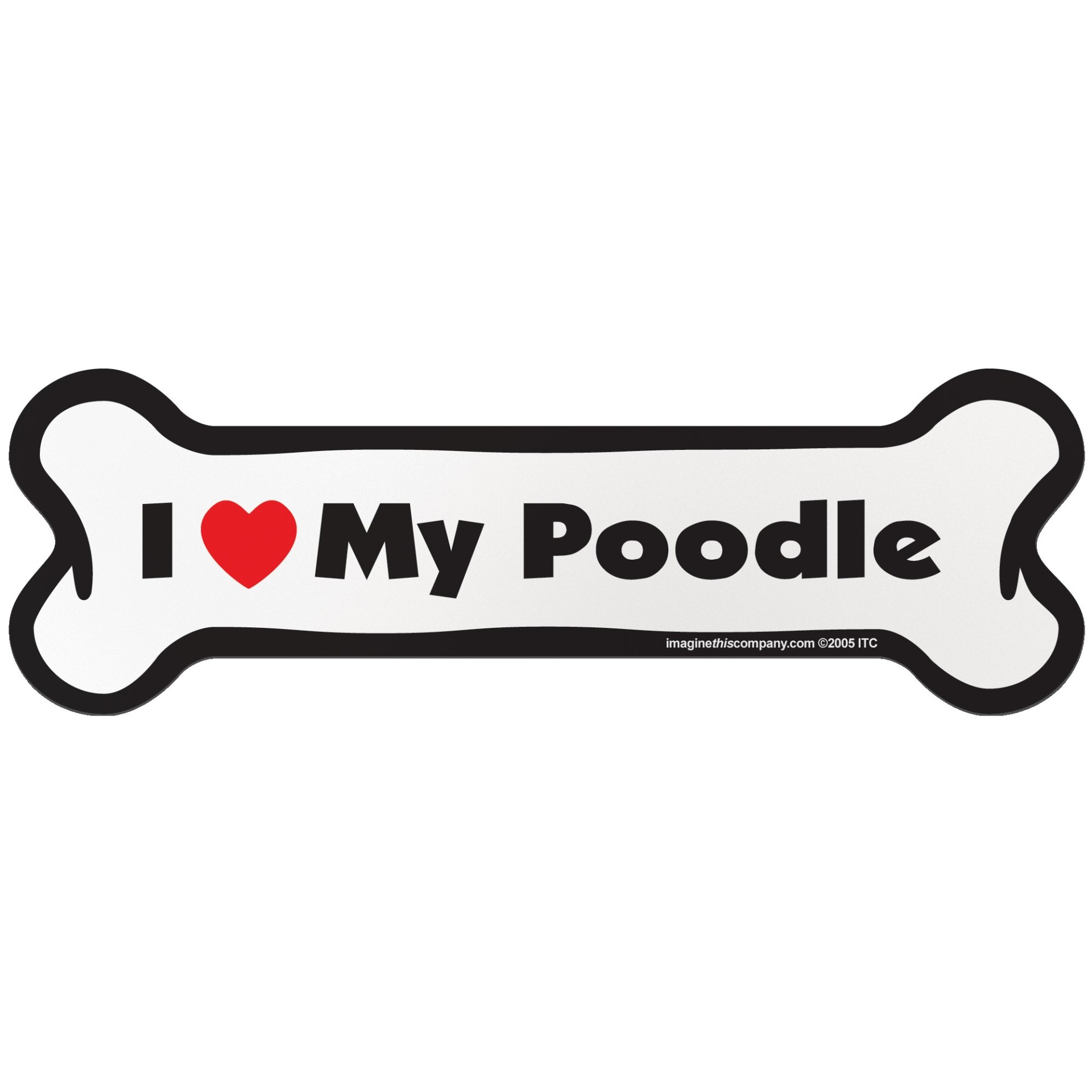 slide 1 of 1, Imagine This "I Love My Poodle" Bone Car Magnet, SM