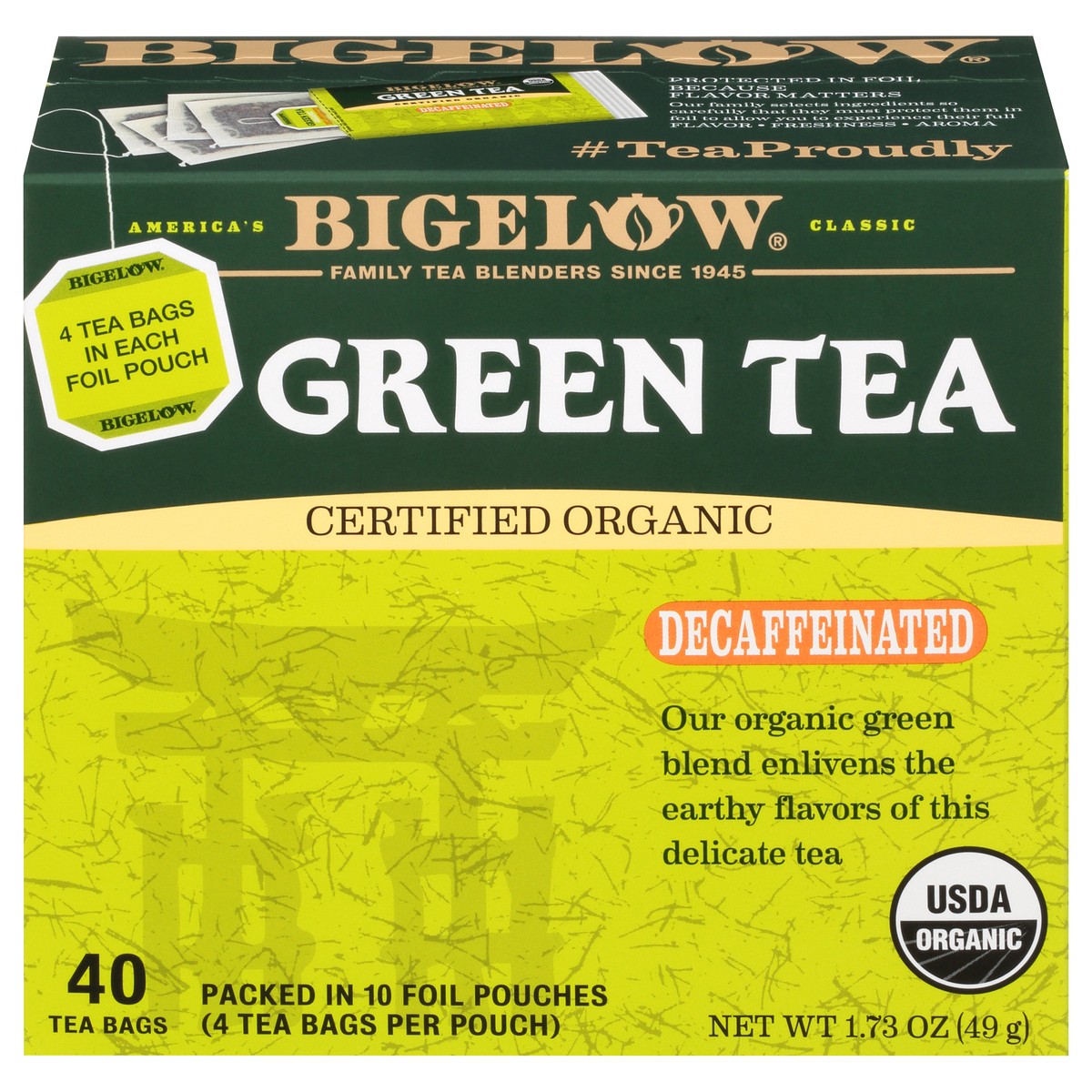 slide 1 of 9, Bigelow Organic Decaffeinated Green Tea - 40 ct, 40 ct