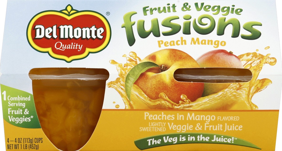 slide 4 of 4, Del Monte Fusions Diced Peaches in Mango, 4 ct; 4 oz