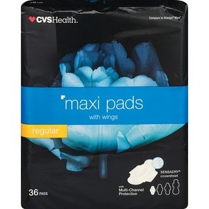 slide 1 of 1, CVS Health Maxi Pads With Wings Regular, 36 ct