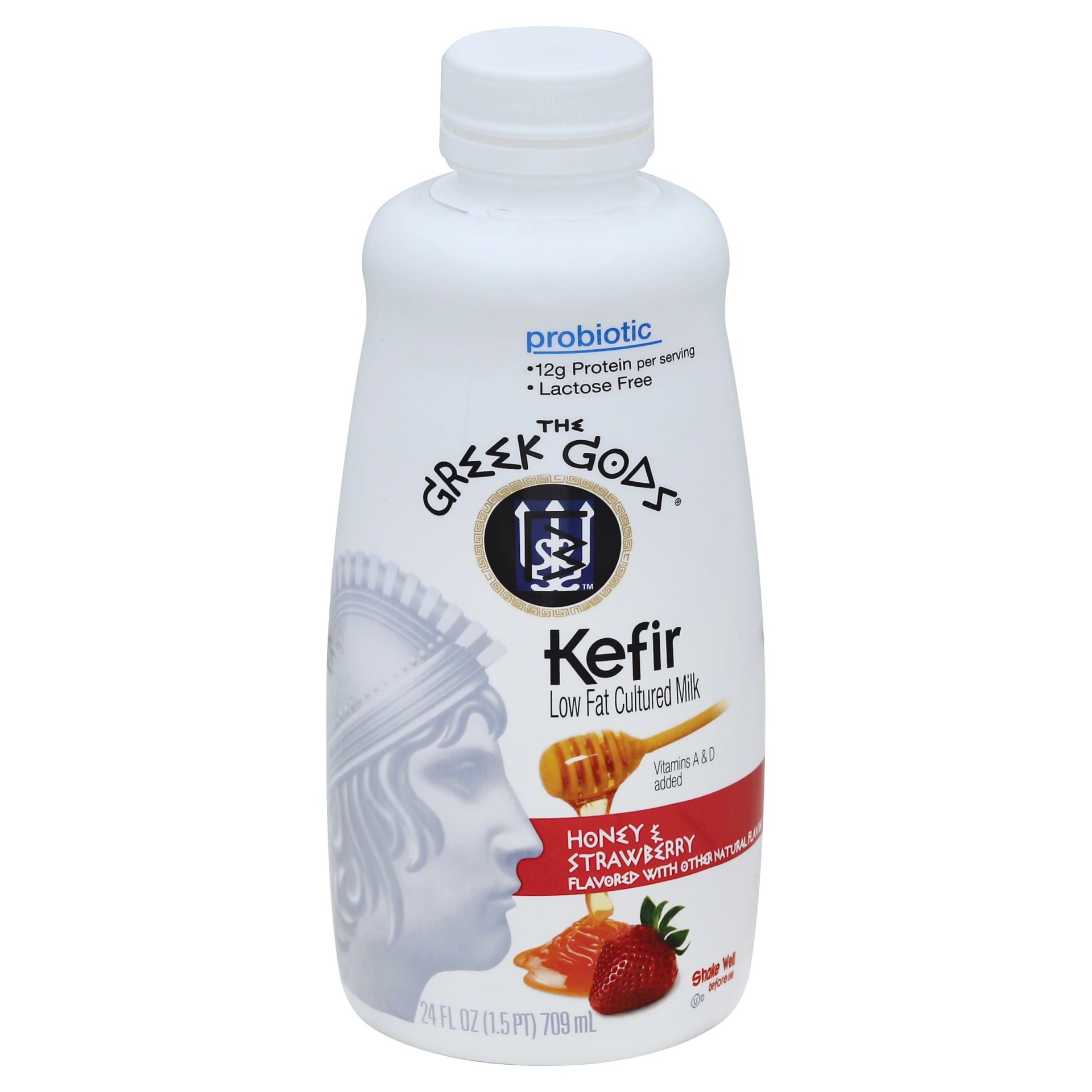 slide 1 of 1, The Greek Gods Honey & Strawberry Flavored Kefir, 24 fl oz