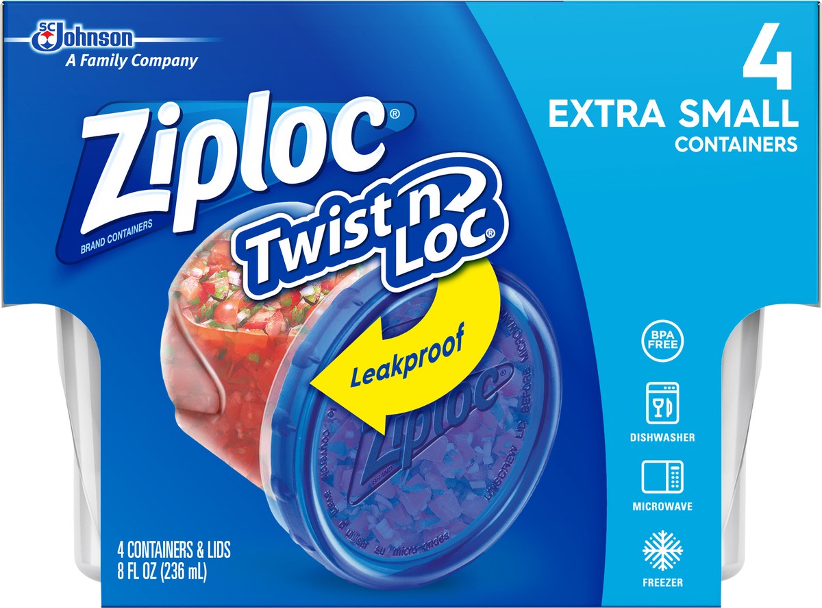 slide 3 of 8, Ziploc Twist'n Loc Extra Small Containers & Lids 4 ea, 4 ct
