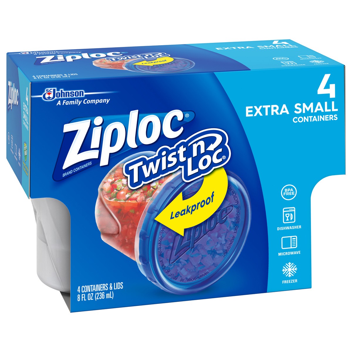 slide 7 of 8, Ziploc Twist'n Loc Extra Small Containers & Lids 4 ea, 4 ct