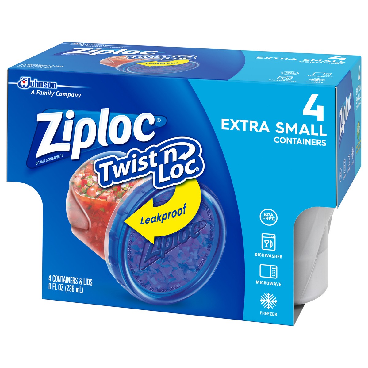slide 8 of 8, Ziploc Twist'n Loc Extra Small Containers & Lids 4 ea, 4 ct