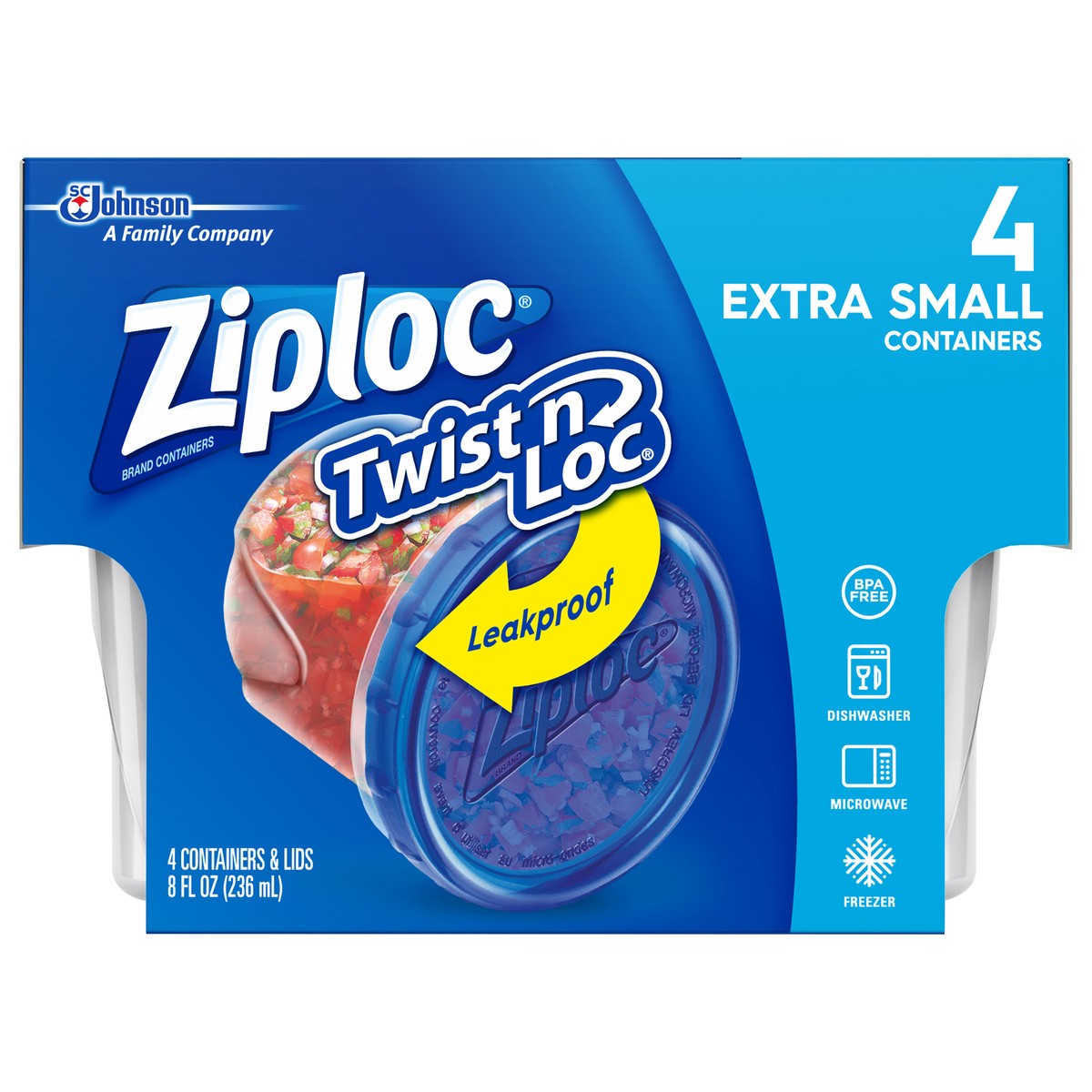 slide 1 of 8, Ziploc Twist'n Loc Extra Small Containers & Lids 4 ea, 4 ct