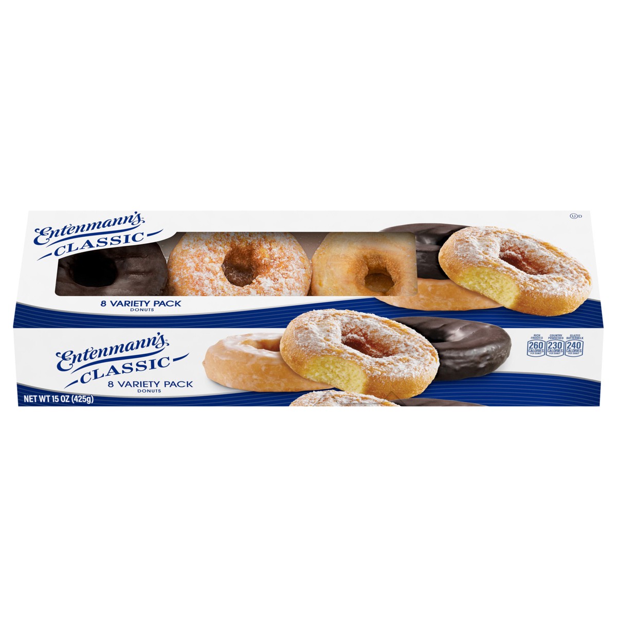 slide 1 of 9, Entenmann's Variety Pack Donuts, 8 count, 15 oz, 8 ct