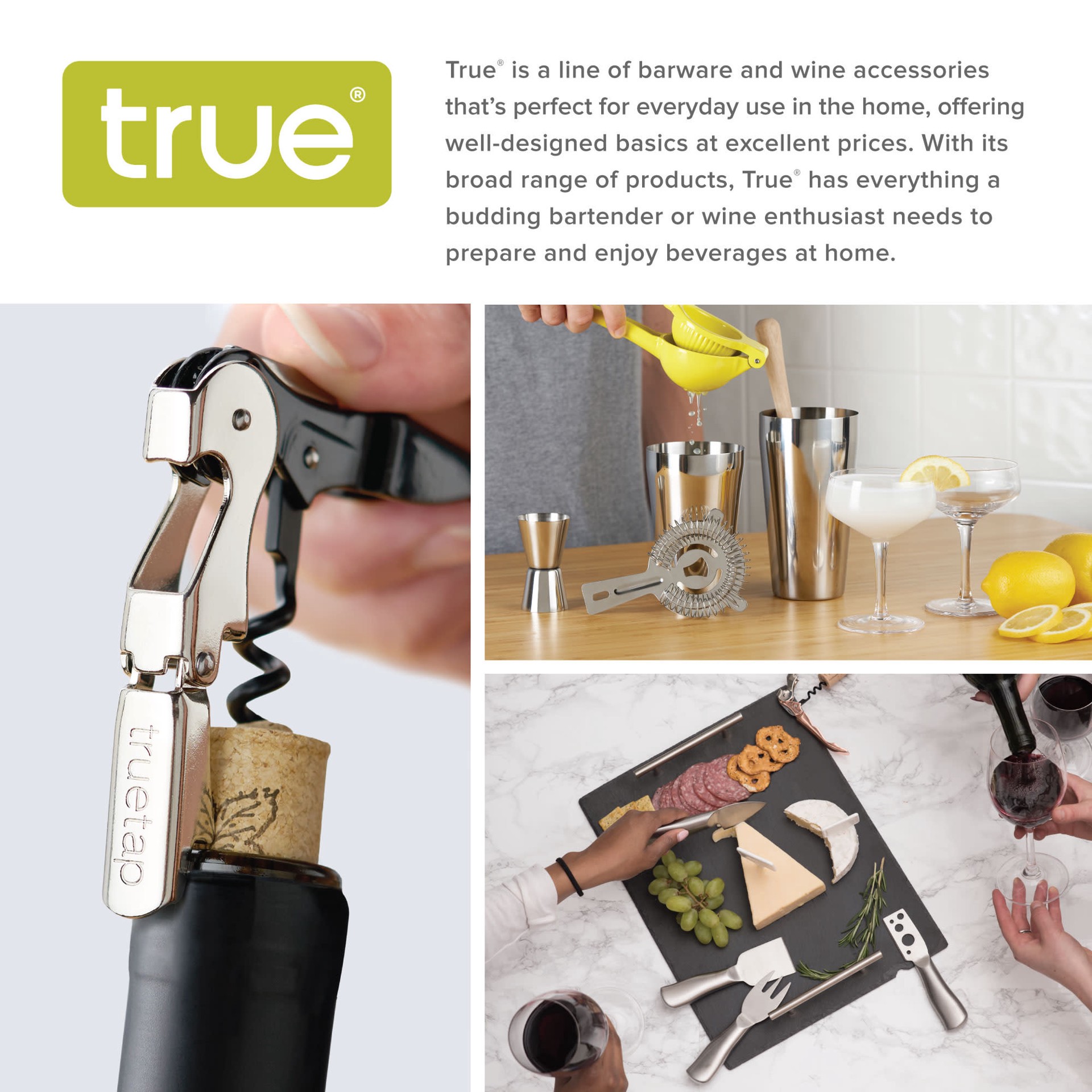 slide 2 of 5, True Timber Double Hinged Waiter's Corkscrew, Wood Handle Stainless Steel Wine Key with Foil Cutter, 1 cnt