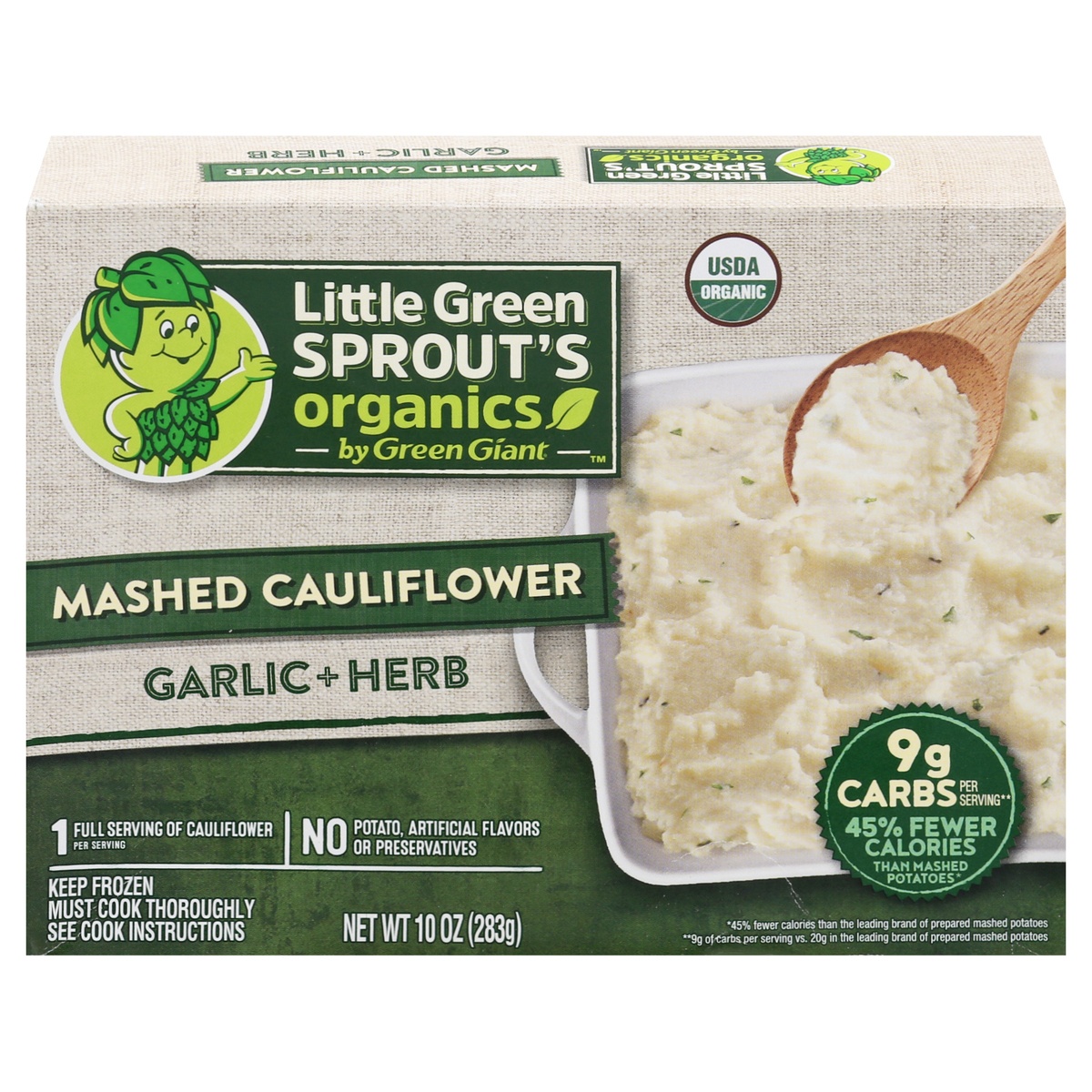 slide 1 of 8, Little Green Sprout's Organics Garlic & Herb Mashed Cauliflower, 10 oz