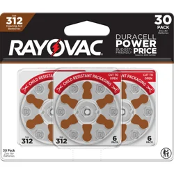 RAYOVAC Size 312 Hearing Aid Batteries (30 Pack)