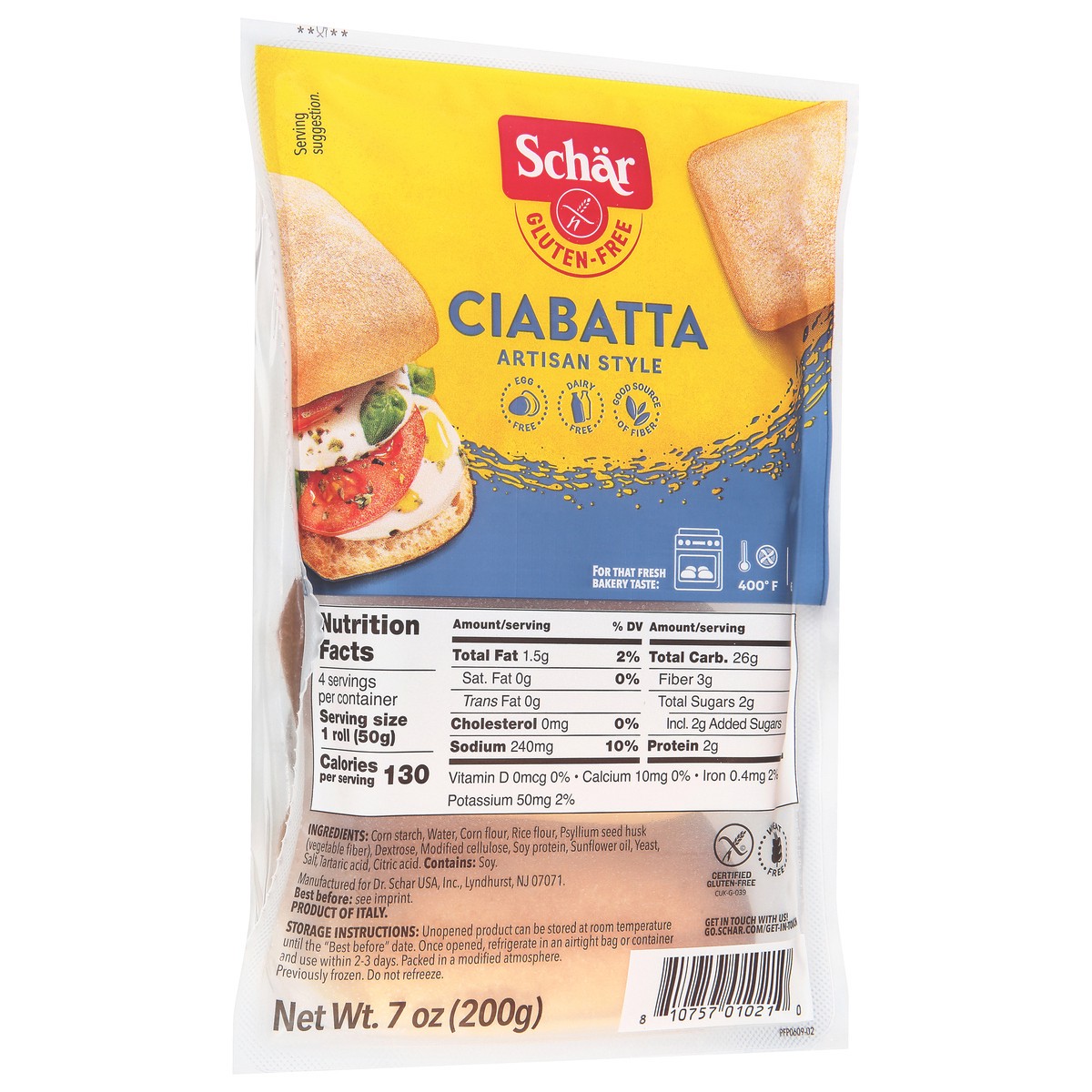 slide 5 of 9, Schär Gluten-Free Ciabatta Rolls 7 oz, 4 ct