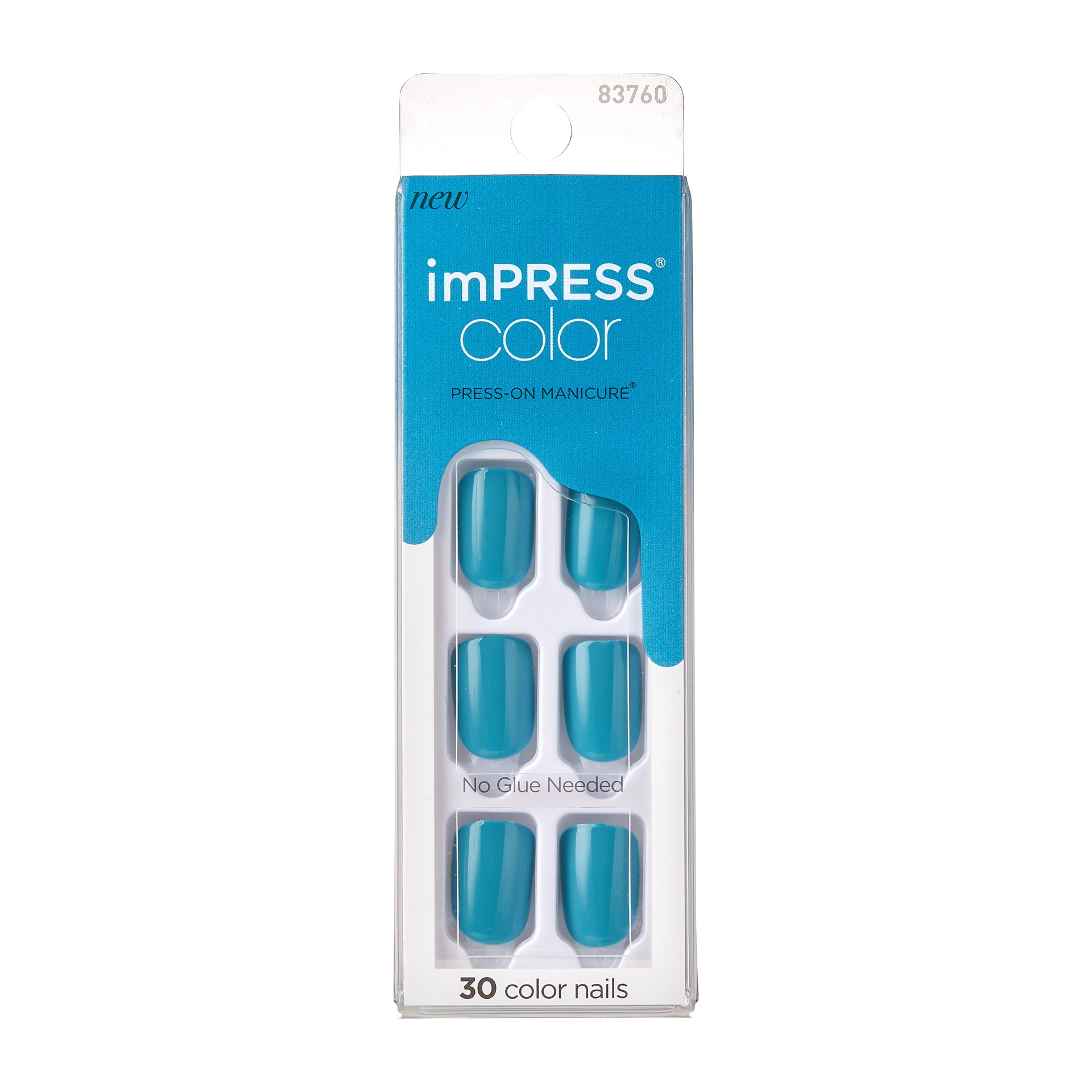 slide 1 of 5, imPRESS KISS imPRESS Color Press-On Manicure, Gel Nail Kit, PureFit Technology, Short Length, “Beach Waves”, Polish-Free Solid Color Mani, Includes Prep Pad, Mini File, Cuticle Stick, and 30 Fake Nails, 1 ct