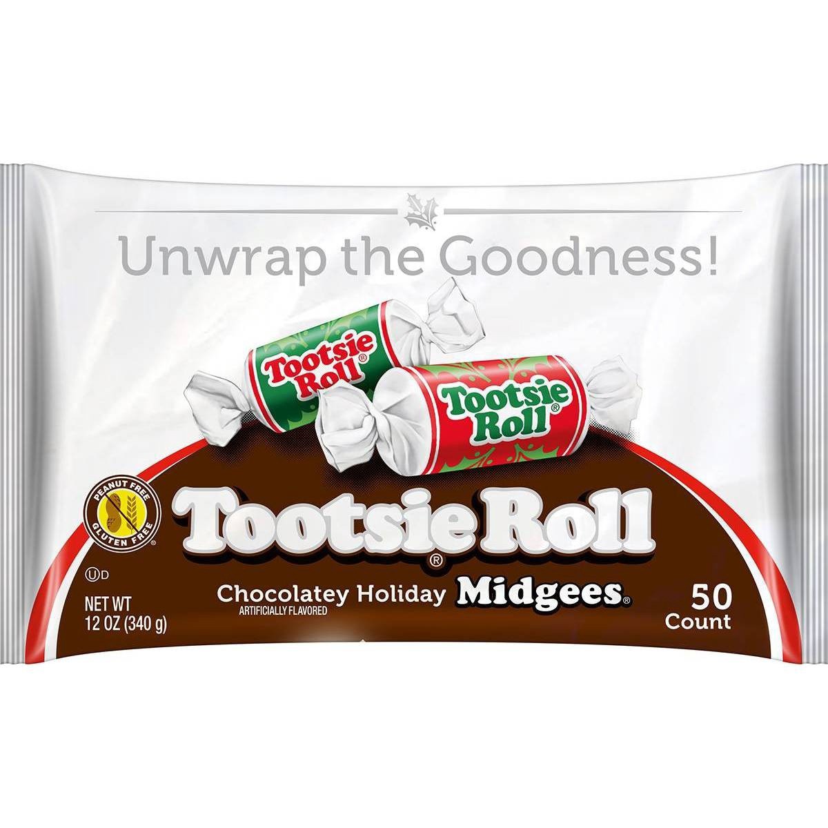 slide 1 of 3, Tootsie Roll Holiday Chocolate Midgees, 12 oz