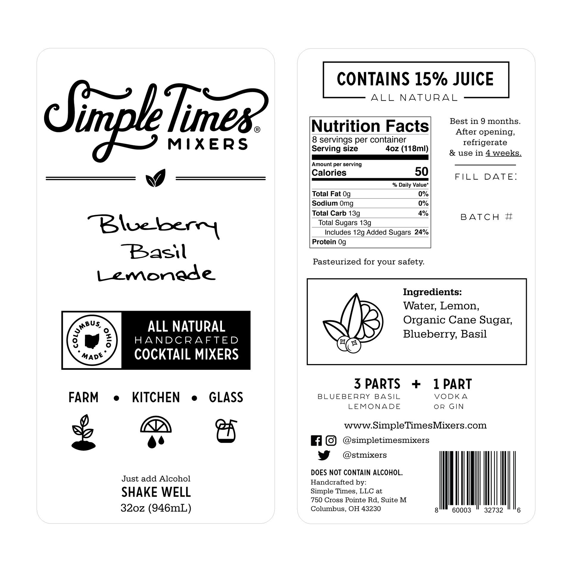 slide 2 of 5, Simple Solution Simple Times Blueberry Basil Lemonade - 32 oz, 32 oz