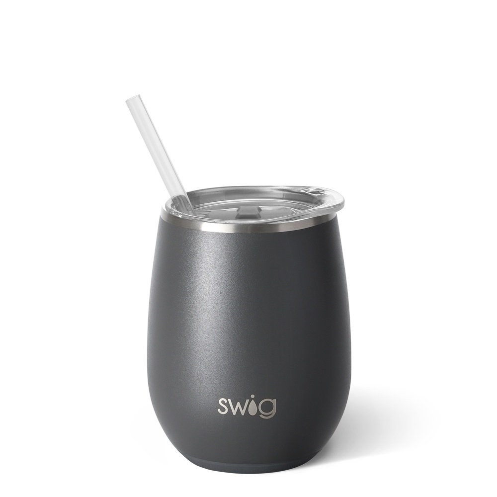 slide 1 of 1, Swig Matte Gray Wine Cup, 14 oz